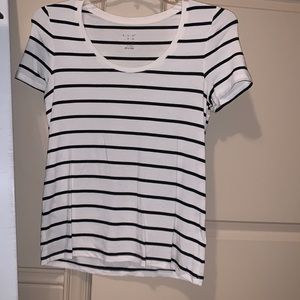 White & Black, striped T-Shirt, XS